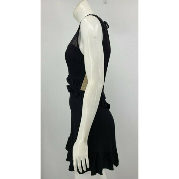 New Flynn Skye Serena Black Dress Womens M Keyhole Ruffle - Picture 7 of 9